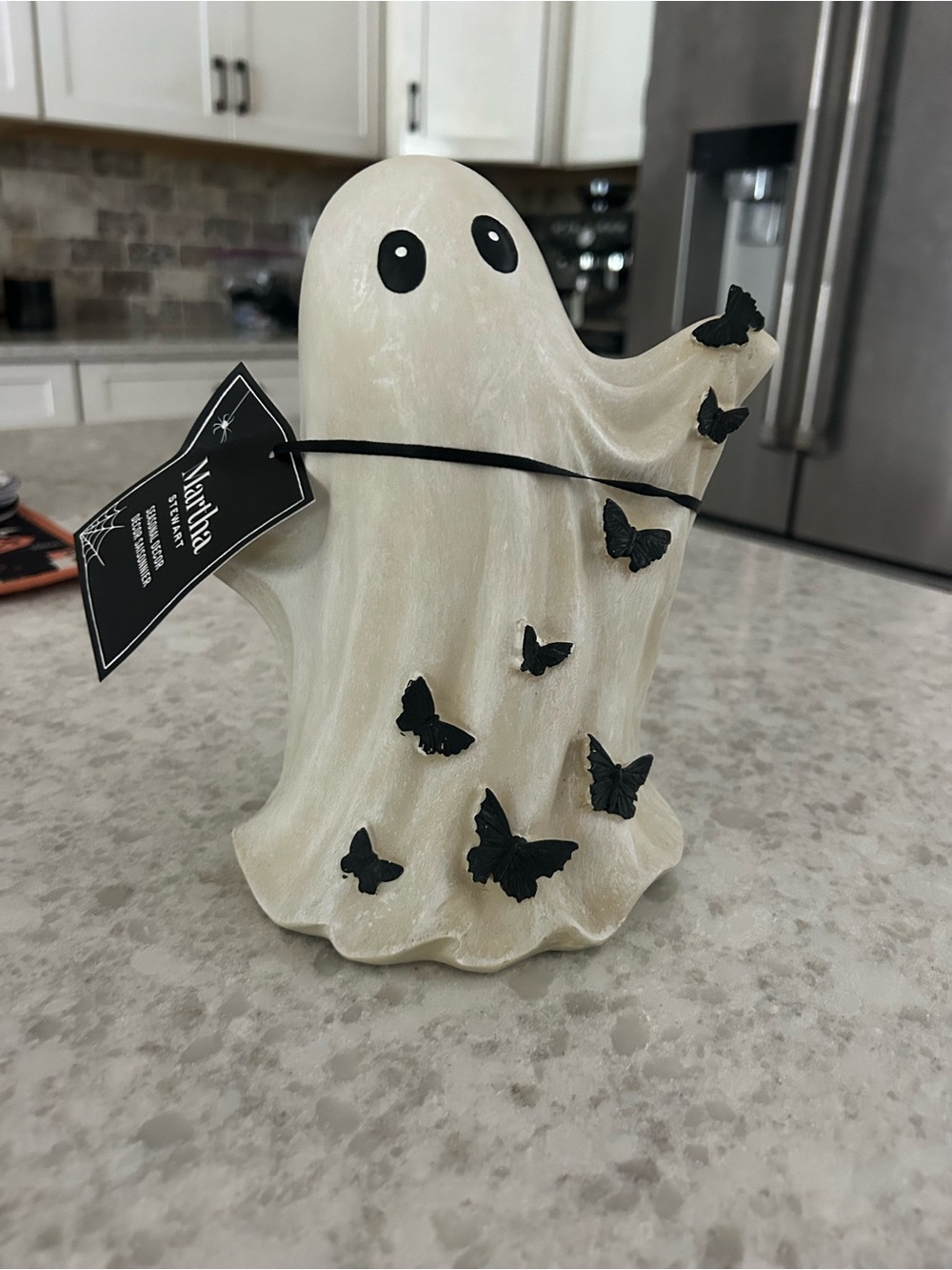 โNewโ Martha Stewart Ghost Figurine with Black Butterfly Accents
